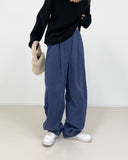 Banding corduroy long wide pants
