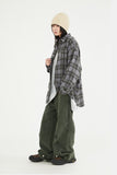 Incision snap cover wide denim pants