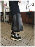 Brush cutting bermuda denim pants