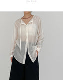 Strap See-Through Long Blouse