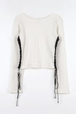 Ribbed side eyelet tee
