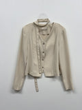 [Tie SET] Padded V-neck Pin Tuck Blouse