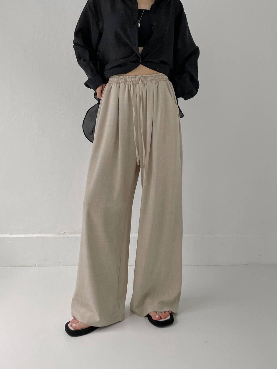 【INCHANT ME】Kinder Linen Wide Banding Pants INCHANT ME(インチャントミー) - キンダーリネンワイド