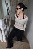 Ballet see-through shirring top