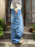 Diagonal Cargo Washed Banding Denim