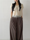Organza Plain Layered Short Sleeve Blouse