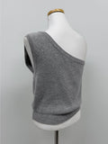 One-Shoulder Wool Knit Vest