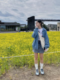 Nerd Overfit Denim Zip-Up Jacket