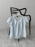 Plain layered short sleeve blouse (2C)