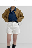 Herringbone Cotton Wide Shorts