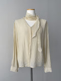 Wrinkle V-Neck Tie Blouse