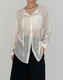 Strap See-Through Long Blouse