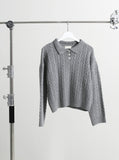 Roga collar cable knitwear