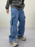 Venti semi-wide denim cargo pants