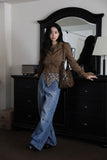 Crack leather brown shoulder bag