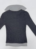 Jade Color Matching Collar Knit T-Shirt
