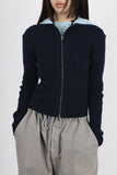 Basic ribbed knit zip-up