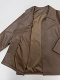 Lape Belted Half Leather Coat