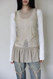 Pearling mesh flare sleeveless