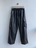 Leather Cargo Wide Pants