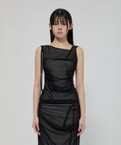 Draped Mesh Layered Sleeveless
