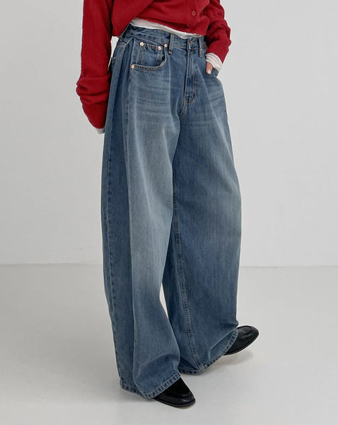 【INCHANT ME】310 Pleated Wide Denim Pants 00035_b7c13186-be07-4384-95bd-