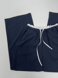 Color Matching Stripe Banding Wide Pants
