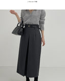 [Winter version] Pencil long pleated skirt