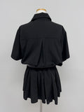 [Belt SET] Romi Collar Pleated Mini One Piece