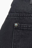 Black keyring wide denim pants