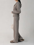 [Premium] Whole Garment Rough Hood Zip-Up Knit Set Pants
