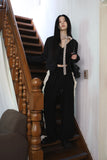 V-neck slim tweed jacket