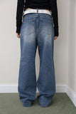 Notch Rivet Pintuck Denim
