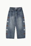 Star side patch denim pants