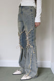 Corset tassel bootcut denim