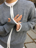 Beirut Wool Fingerhole Two-Tone Knit Zip-Up
