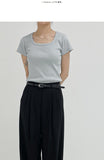 Ravi Ribbed Square Neck Short Sleeve T-Shirt