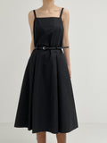 [Belt set] Pleated Bustier Long One Piece