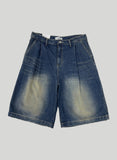 Deep Tuck Brush Bermuda Denim