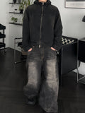 Smog Washed Hood Denim Zip-Up