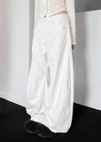 SOLID COTTON CURVED PANTS