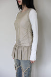 Pearling mesh flare sleeveless