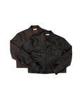 Leaf Pocket Crop Leather Jacket
