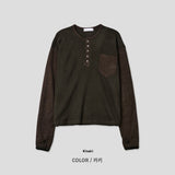Ruin Tone-On Fingerhole Henley Neck Knit
