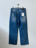 Destroyed washing latex denim