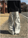 Lamuse Gray Cargo Curved Denim Pants