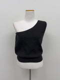 One-Shoulder Wool Knit Vest