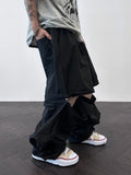 Two Piece Nylon Zipper Wide Pants