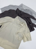 Balloon Tie Mock Neck Half Blouse