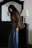 Crack leather brown shoulder bag
